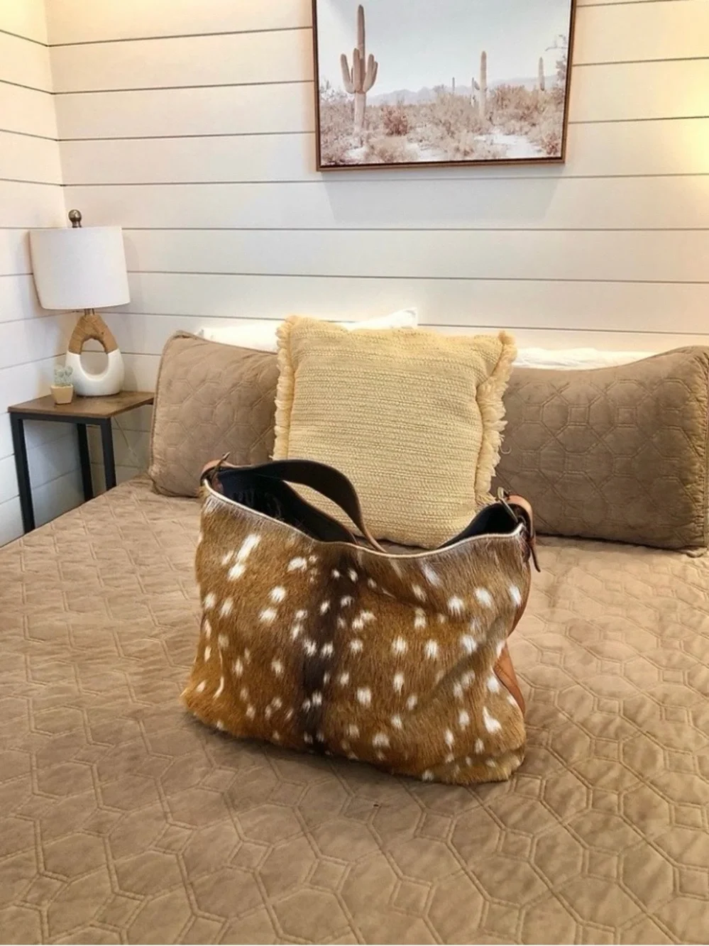 Lucchese Large Axis Deer Hair & Hide Hobo Shoulder Bag